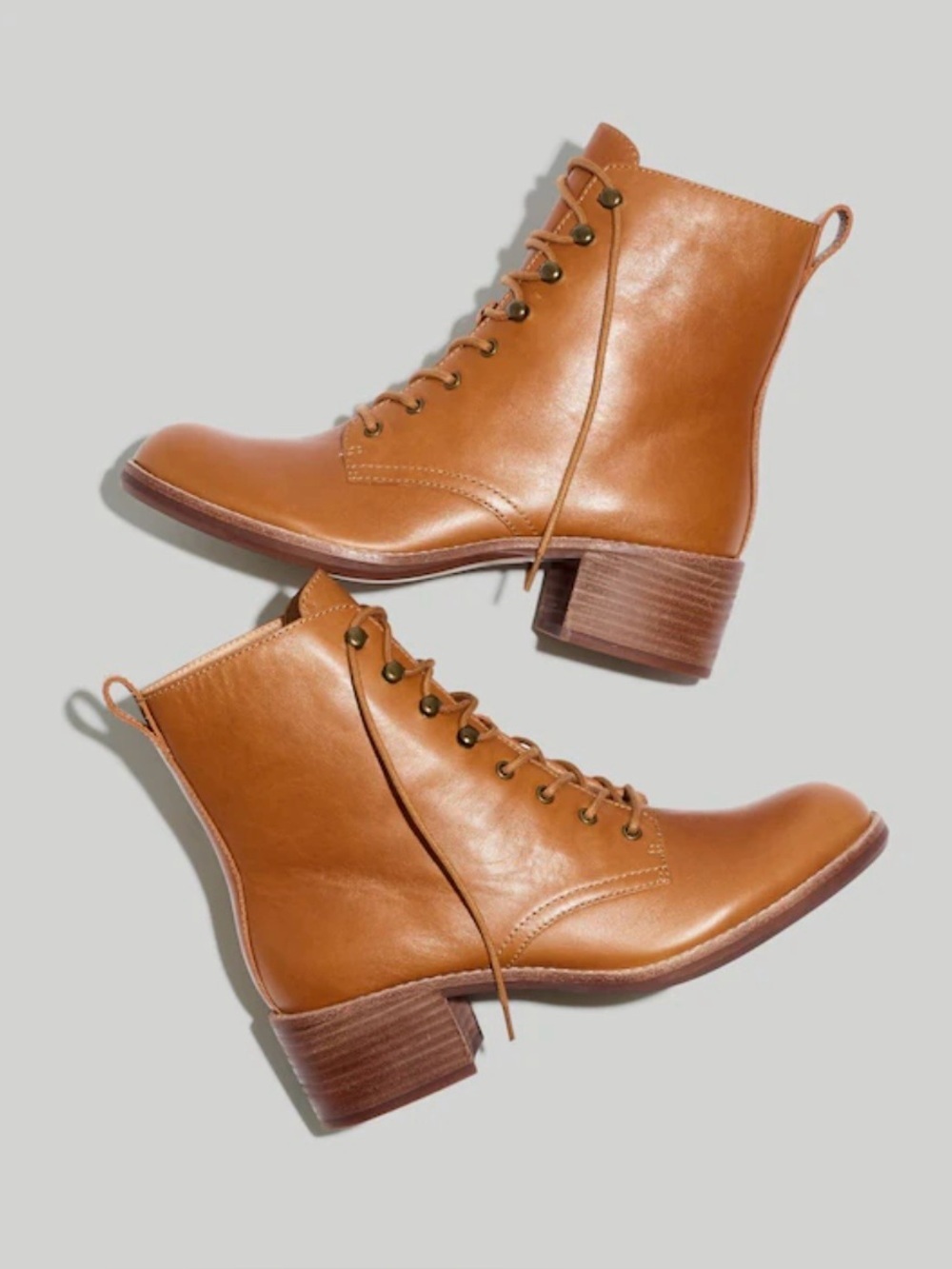 Madewell The Patti Lace-Up Boot Leather in English Saddle Brand New Size 10 - Picture 2 of 7